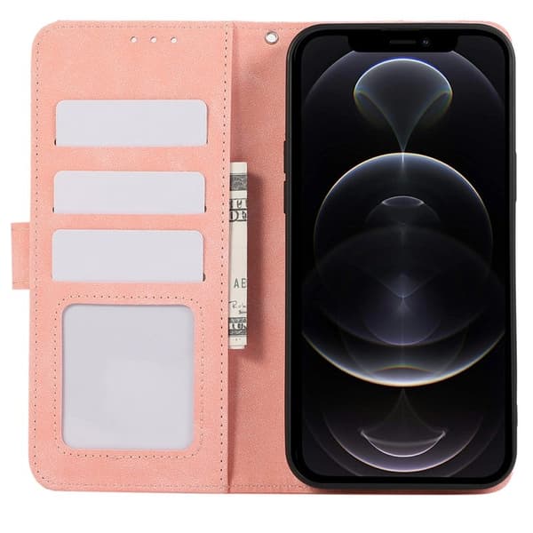 ABEEL iPhone 12 / 12 Pro Pungcover RFID-beskyttelse Kunstlæder - Rosa