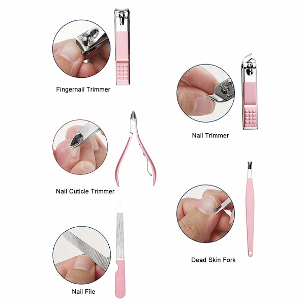 Nagelkonst Nagelsax Set Hem Nagelsax - Klassiskt 18 Delars Roséguld Set (Beige Förpackning)