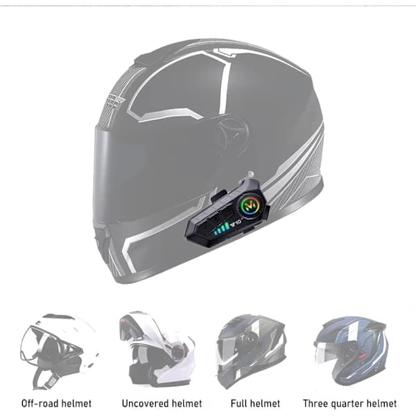 Two Universal Motorcycle Headsets for Two Riders, with Bluetooth 5.3 and a 2-in-1 Microphone, Compatible with All Helmets.
