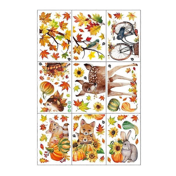 Høstvindusklistremerke, Thanksgiving Høst Høstdyr Gresskarblader for festutstyr Vin