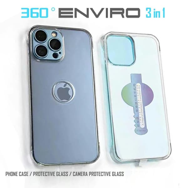 3IN1 ENVIRO 360° Kompatibel med iPhone 13 2 st sk\u00e4rmskydd