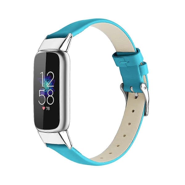 Läderarmband för Fitbit Luxe, Storlek: S (Svart) Blue
