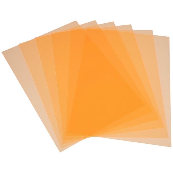 6 stk. lysdiffusionsark Farvede lysgeler Farvede ark Lysgelfilterark