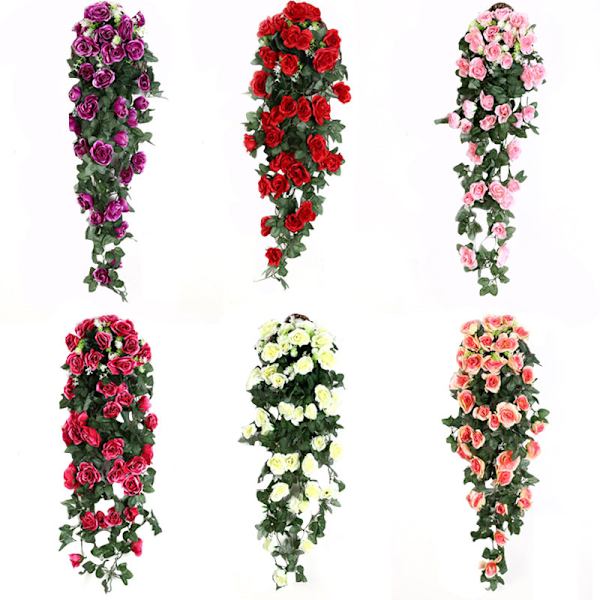 Kunstig Blomst Rattan Falsk Blomst Plante Vinstok Dekoration Vægophæng Roser Snor Hjem Bryllup Fest Baggrund Vægdekoration Champagne