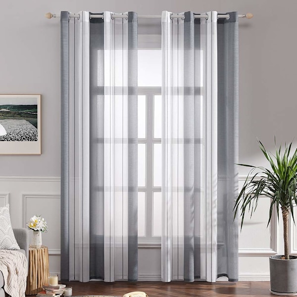 Tylgardiner, Mørklægningsgardiner til stuen, 2 stk., Termiske isolerende gardiner mod kulde og varme til soveværelset med øjer, lysegrå Gris 140X260CM