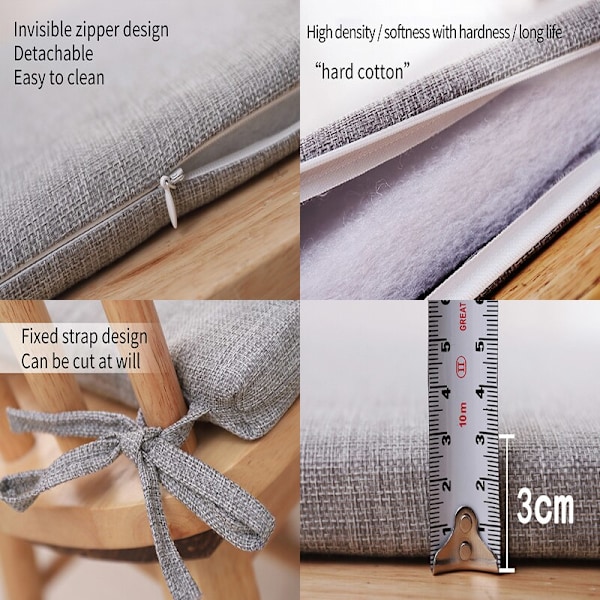 Firkantet Stolpude Bomuld Hør Sædehynde Til Spisning Terrasse Hjem Sofa Altan Kontor Indendørs Udendørs Havebænk Siddepude Linen 45x45cm