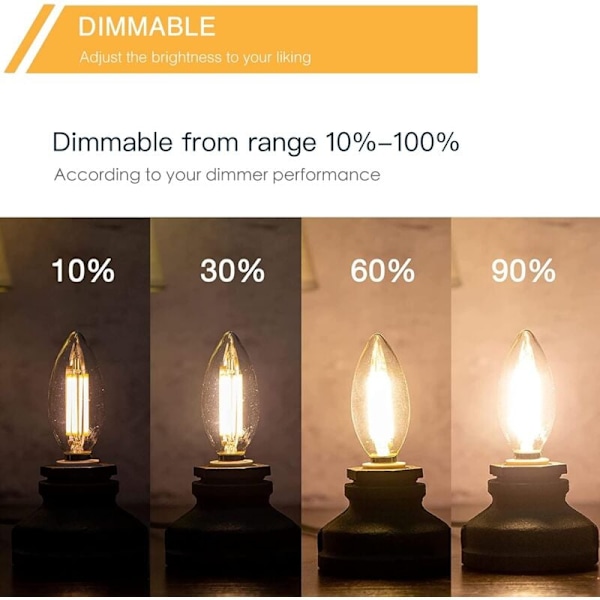 Små skruvbara LED-lampor, 10-pack E14 Ljuslykta Dimbar, Glödlampor 40W E14/SES motsvarande, 220V, Varmvit 2700K, FanciBuy