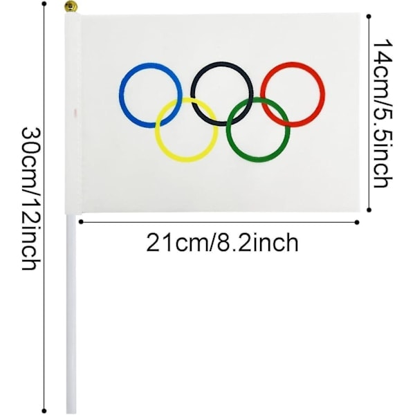[QD] Suosittu 25 kpl Olympia Kisojen Lippu Pieni Mini Olympiarenkaat Kädessä Pidettävä Lipputanko Banneri Ulkokäyttöön Piha Koriste Lahja Laatikolla ZMYX