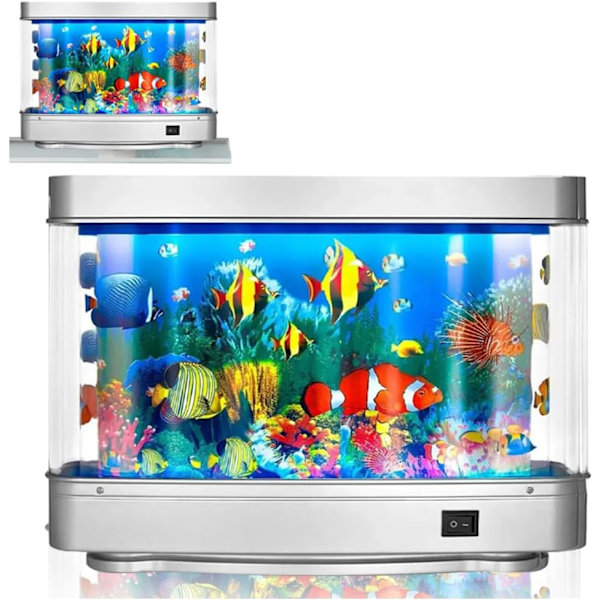 Artificial Aquarium, Cute Moving Fish, Decorative Virtual Ocean Motion Night Light