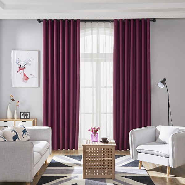 Mørklægningsgardiner til soveværelse og stue, 1 panel polyester med sort bagside (flere farver) gris W132 x H213cm+Grommet Top