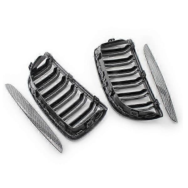 Bil Kulfiber Look Front Kidney Grille Dobbelte Lameller til 3-serie E90 E91 2005-2008