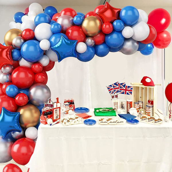 Arche Pour Ballon, Arche Ballon Anniversaire, Bleu Blanc Rouge Kit Arche  Ballon 77st Med Ballon D'or Ballons Feuille D'toile Ballons Latex Pour La D  634e