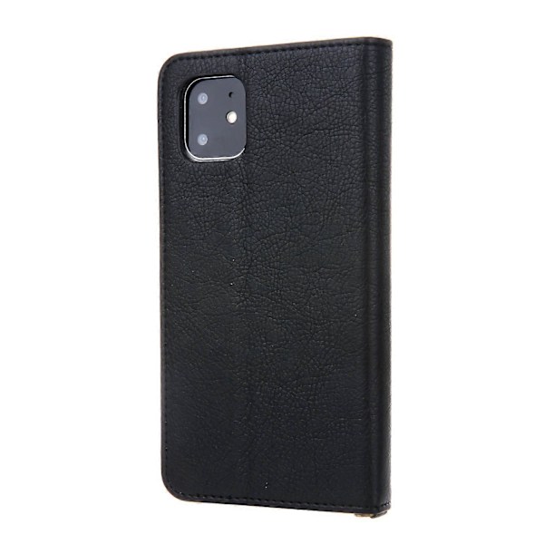 CMAI2 Litchi Korn Auto-absorberende Læder Wallet Cover til iPhone 11 6.1 tommer (2019) - Black
