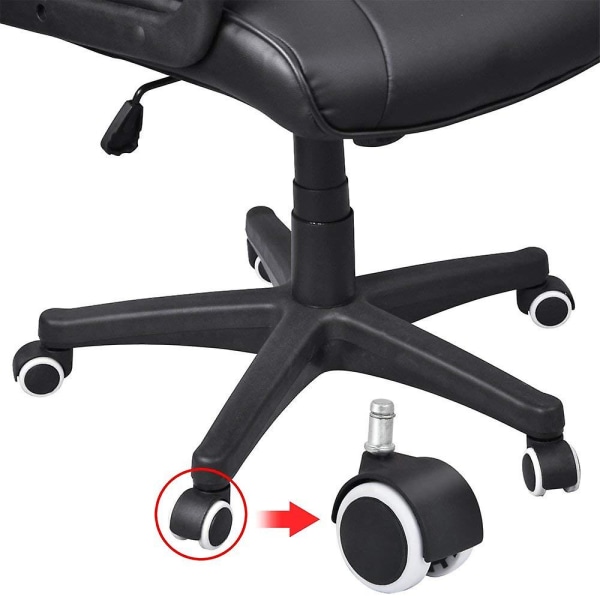 5 st Hjul Set, Hårda golv Hjul för kontorsstol, Hjul Set= 5 Hjul för skrivbordsstol, svart, stiftstorlek 10 mm, diameter 50 mm