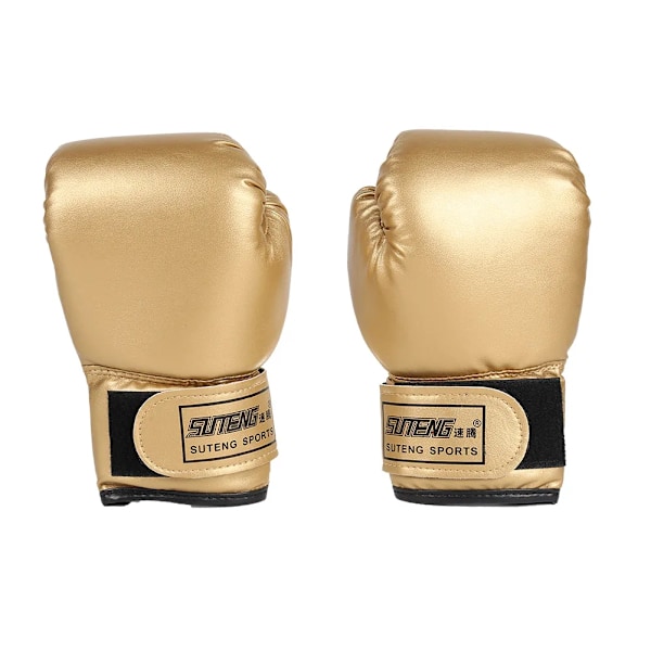 2 st Barn Boxhandskar PU Läder Fightinghandskar Sandsäck Kickboxning Thaihandskar Professionella för Barn Träning 01 Gold