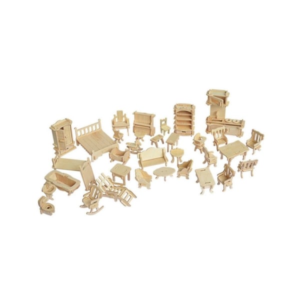 Miniatyr trädocka möbler 3D-presenter Arkitektonisk modell DIY-leksaker för barn