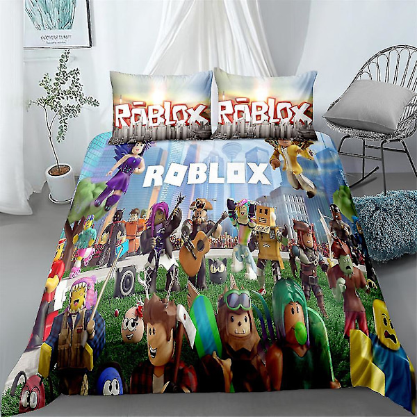 PYL54 3D-printet Spill Roblox Sengesett Dynetrekk Dynetrekk Putetrekk Enkelt Dobbel Barn Gave AU KING 220x240cm