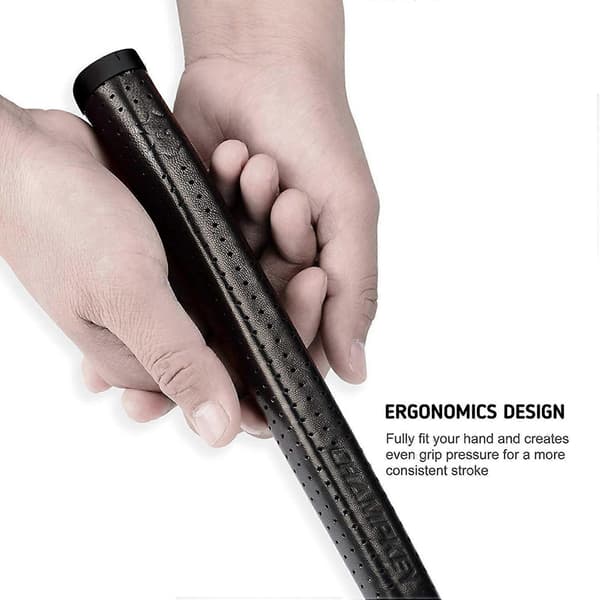 3X Wrap Golf Grip Ren Håndlavet Lædermateriale Standard Golfkøllegreb Puttergreb-Sort Black