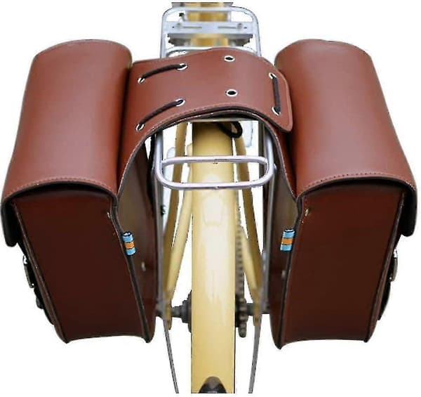 Cykelväskor Retro Läder Cykel Bakre Pakethållare Väska Brown