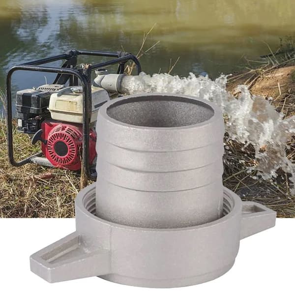 1 Pumpefitting, aluminium, 2 tommer, gummipakning, slangeforbindelse, bilvandpumpe.