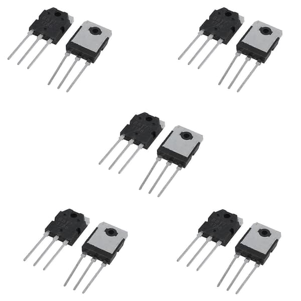 10 kpl piitransistori - D 1047 + B 817, 200 V, 12 A Black