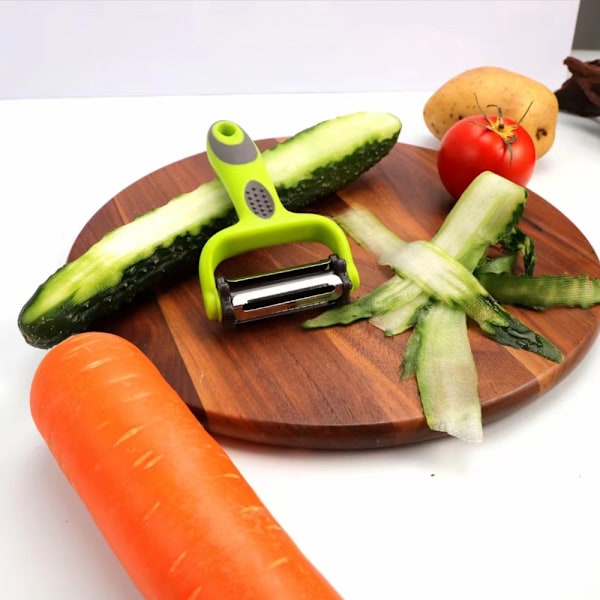 Multifunktionel Skræller Tre i En Slir til Melon Kartoffel 3 I 1 Rustfrit Stål Skræller Roterende Skræller Holdbar Rivejern Green