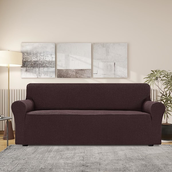 Justerbara 3- och 2-sits sofföverdrag, Stort 3-sits sofföverdrag, Stretch sofföverdrag, Slitstarkt elastiskt sofföverdrag, Brun Brown Large 3-seater (215-250 cm)
