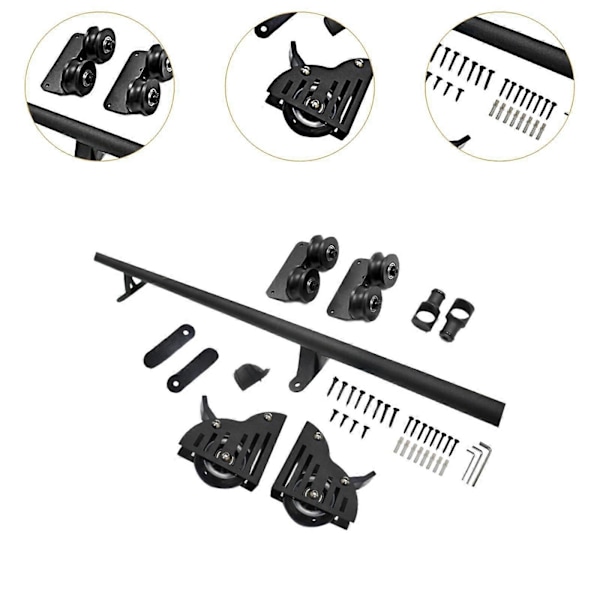 Rullende Biblioteksstige Hardware Kit Højtydende Toprulle Black Rail Length 2m