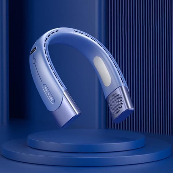 Halsventilator - WIRLSWEAL - Genopladelig - 5 hastigheder - Bærbar - Blå