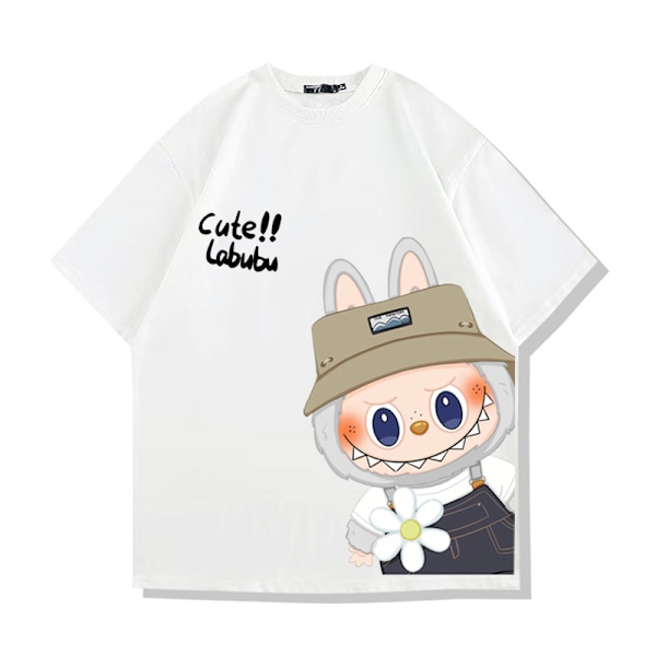 Labubu Puuvilla T-paita Lyhythihainen Aikuisille ja Lapsille - Pehmeät ja Hengittävät Arkipaidat - Unisex Tyylikäs Muotoilu - Sopii Päivittäiseen Käyttöön white white 4XL