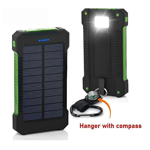 20000mAh bærbar solcellelader for utendørs bruk, villfiske, camping, høykapasitets backup-strøm, hurtiglading, mobil strøm Verde