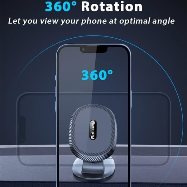 Biltelefonholder - Magnetisk modell - 6 N52 magneter - 360° rotasjon - Selvklebende feste