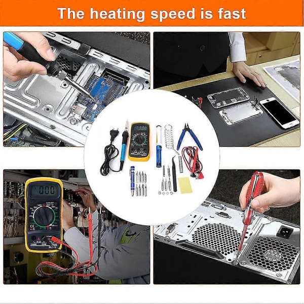 16pcs Adjustable Temperature Electric Soldering Iron Welding Multimeter Tool Kit EU Plug 220v