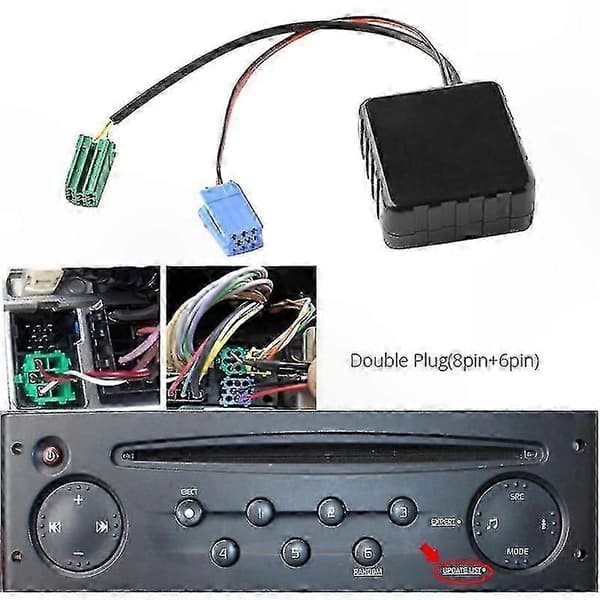 Bluetooth-lydadapter for Renault 2005-2011, Mini ISO 6-pin og 8-pin bilstereo CD-grensesnitt