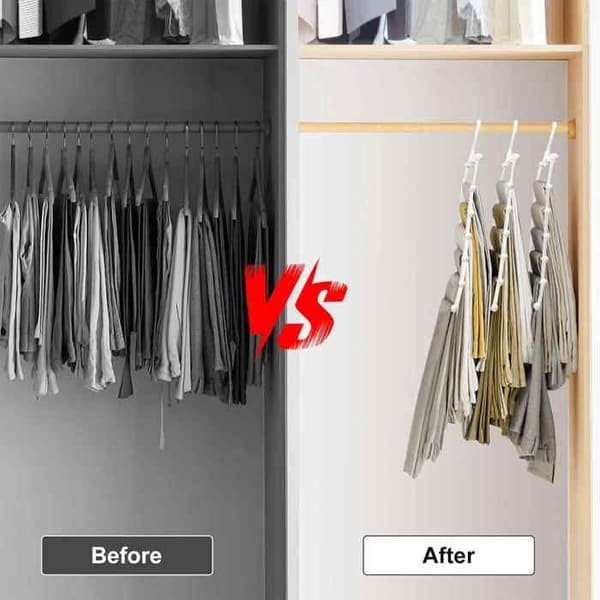 2 stk. buksebøjle, 360° drejekrog, foldbar, rustfrit stål, ABS, til garderobe, kollegieværelse.