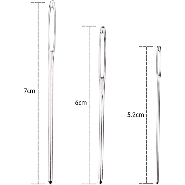 15 stycken runda nålar Big Eye nålar Synålar, 3 storlekar 7 6 5,2 cm