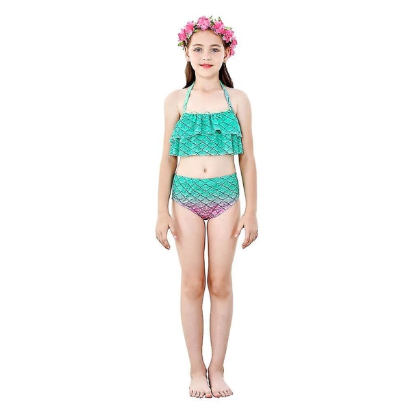 5-9 år Girl Mermaid Badkläder Bikini Set Baddräkt 7-8 Years