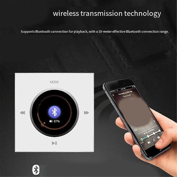 Väggmonterad Bluetooth Ljudkontrollpanel 86 med 2x25W Förstärkare Takmonterade Högtalare för Hemmabakgrund White