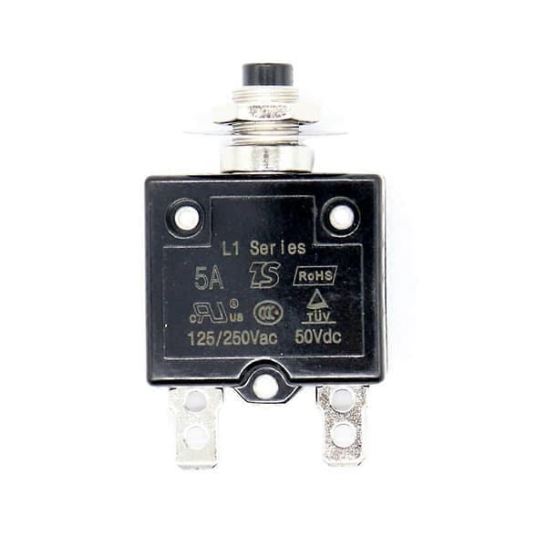 1X 5A effektbryter 12V/24V knapp tilbakestillbar termisk effektbryter panelmontering med vanntett Black