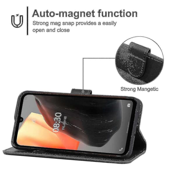 Skyddsfodral i läder för Ulefone Armor 8/8 Pro, hållbart stötsäkert skal black