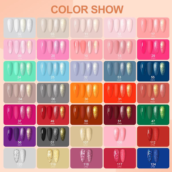 COSCELIA 40 Dele Semi-Permanent Neglesæt Komplet Sæt med UV Lampe Neglebor, Semi-Permanent Neglelak Rød Sort Hvid 35 Farver Base og Top Coat Ma