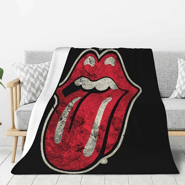 Rolling Stones Logo Flanelltæppe Kompatibelt med Soveværelsesindretning Sengetæppe -CT554jvrivjh87 60x50in 125x150cm