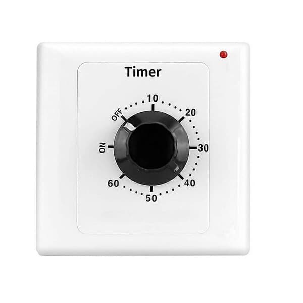 60 minutter tidsbryter, AC 220V 15A intelligent mekanisk nedtellingstimer stikkontakt tidsbryter 86 panel timer kontrollknapp