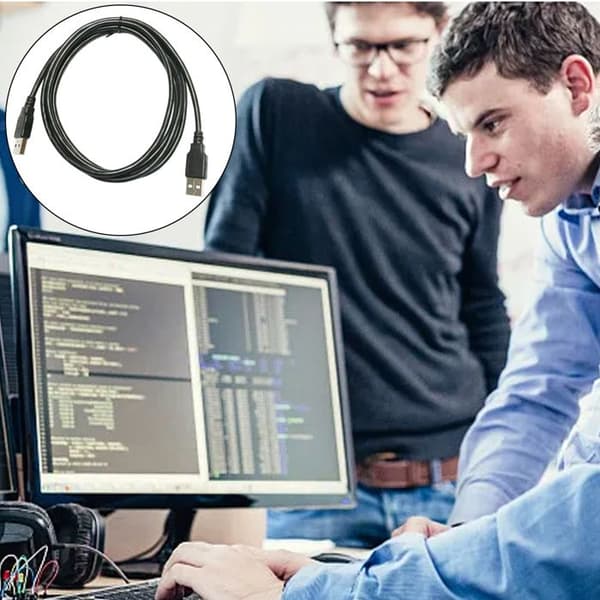 1 skærmet kabel, dobbelt USB-stik, fladt, dataoverførsel, anti-interferens, til harddisk og konsol.