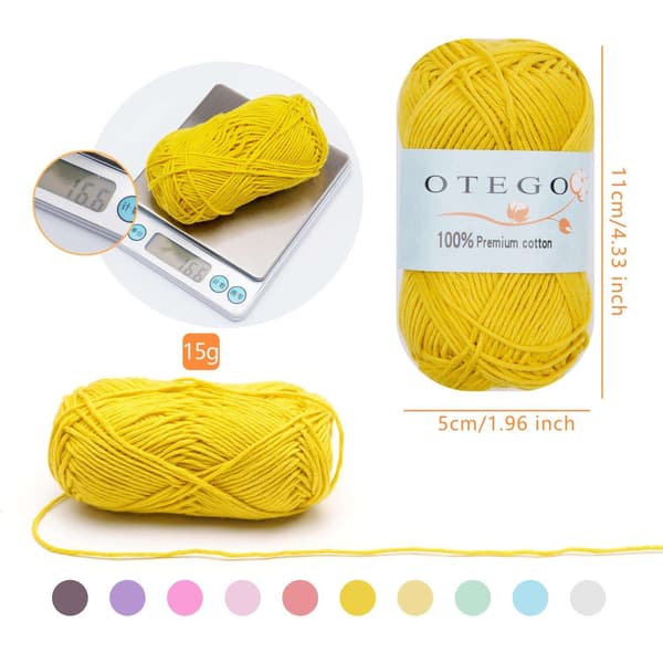 10-pak Bomulls Garn, Bomulls Strikking, Heklegarn 49m/rull Multicolor multif\u00e4rg