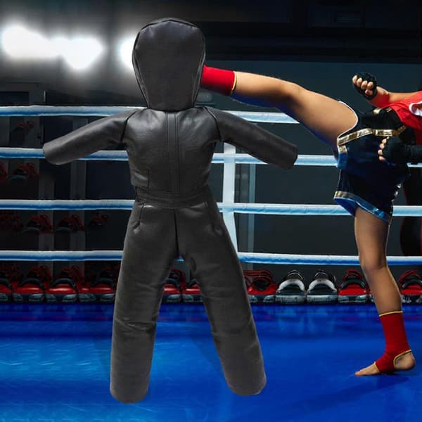Børne Grappling Dummy PU Ufyldt Multipurpose Robust Taekwondo Træningsenhed black