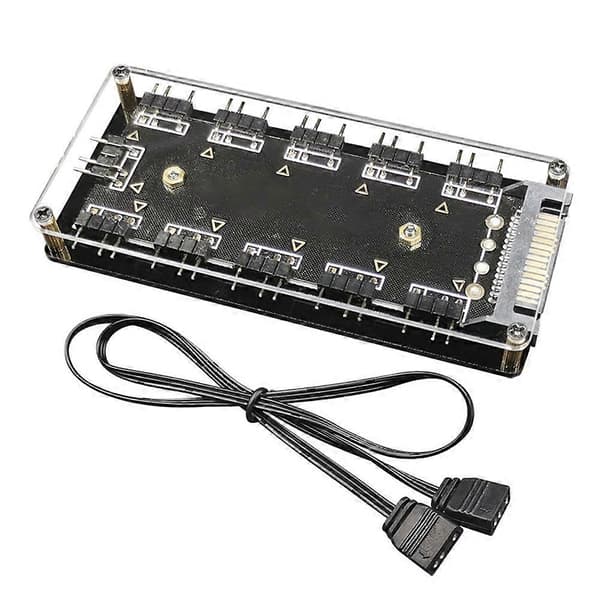 10 porter RGB vifte HUB PC datamaskin stasjonær 5V 3PIN ARGB forlengelsessplitter bærbar strømadapter