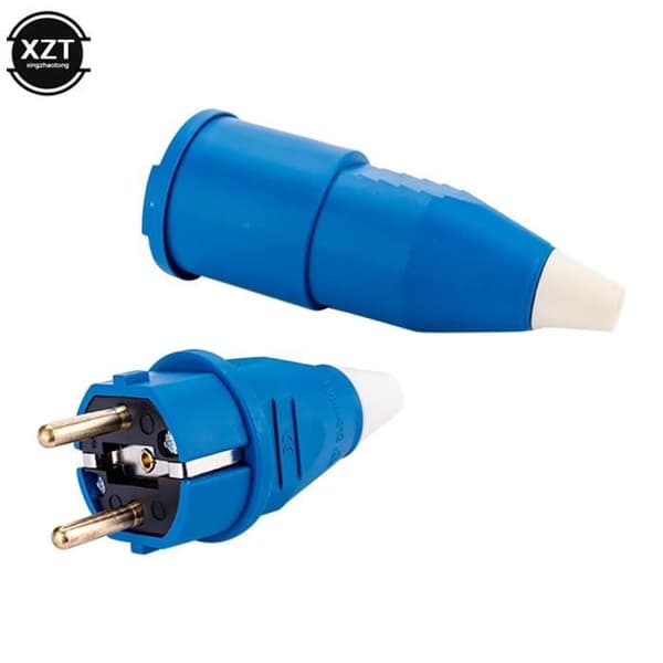 Header - IP54 vanntett EU-plugg, 2-pinners, Schuko hann/hunn elektronisk kontakt, avtakbar plugg, ADA