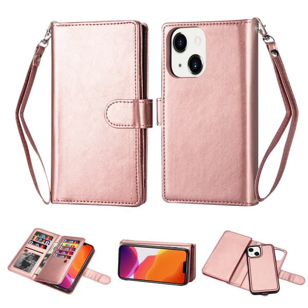 iPhone 14 - Practical 9-Card Wallet Case Turkos
