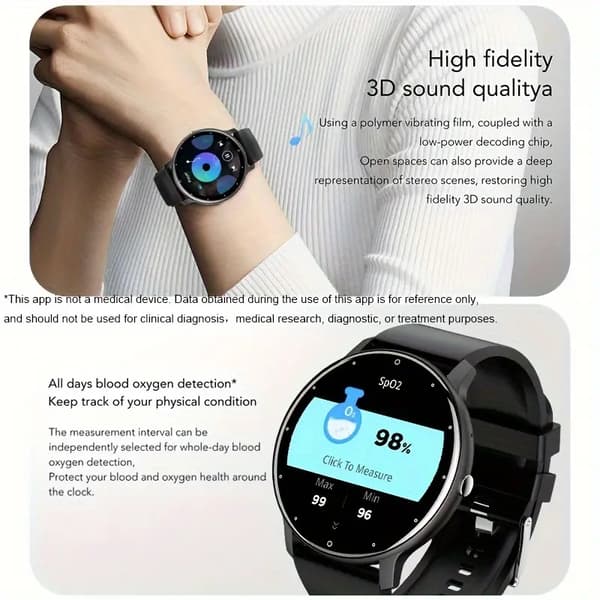 Smartklockor, Multifunktionell Sport Smartwatch för Män, Vattentät med Full Touch Screen för Android och iOS Amarillo
